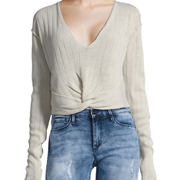 Free People Cropped Linen-Blend Twist Sweater - Picture 8 of 9